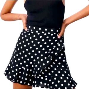 Zara Black and White Ruffled Polka Dot Skort